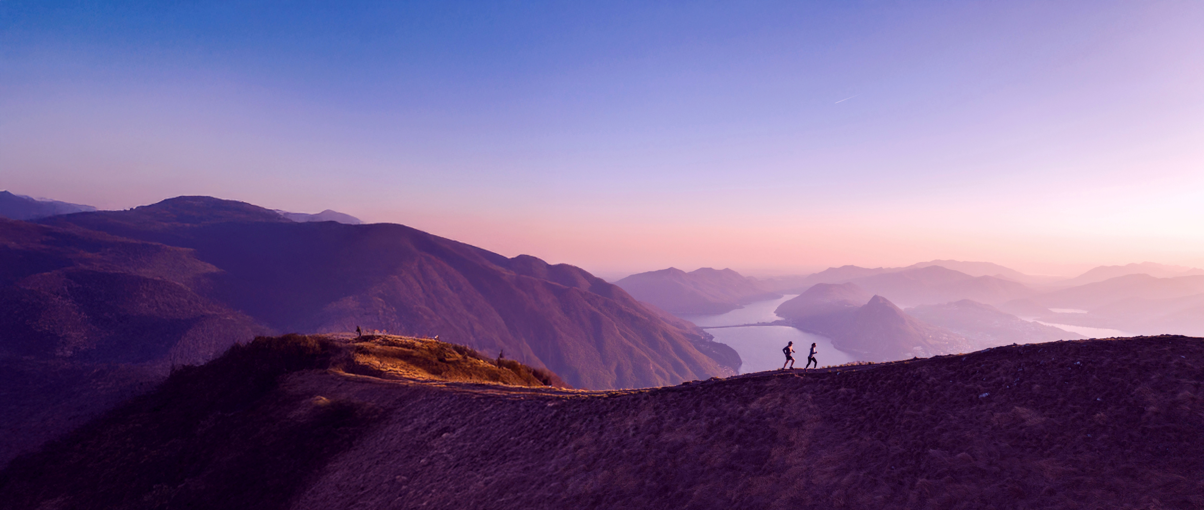 Mountain landscape at sunrise.